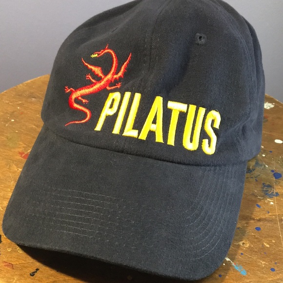 Dark blue Pilatus Globus full 6 panel hat adjustable back strap cap w stitching - Picture 3 of 13
